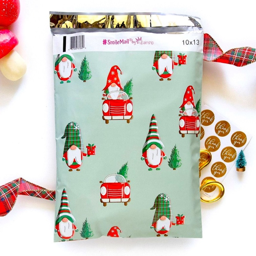 LAST SET!🎁20 Holiday Gnomes Poly Mailers 10 x 13 inch - Picture 2 of 2